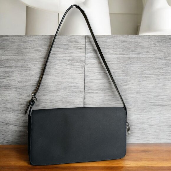 Coach Handbags - VTG Coach Purse Womens Jet Black Euro Twill Leather Mercer Y2K Shoulder Bag 7413